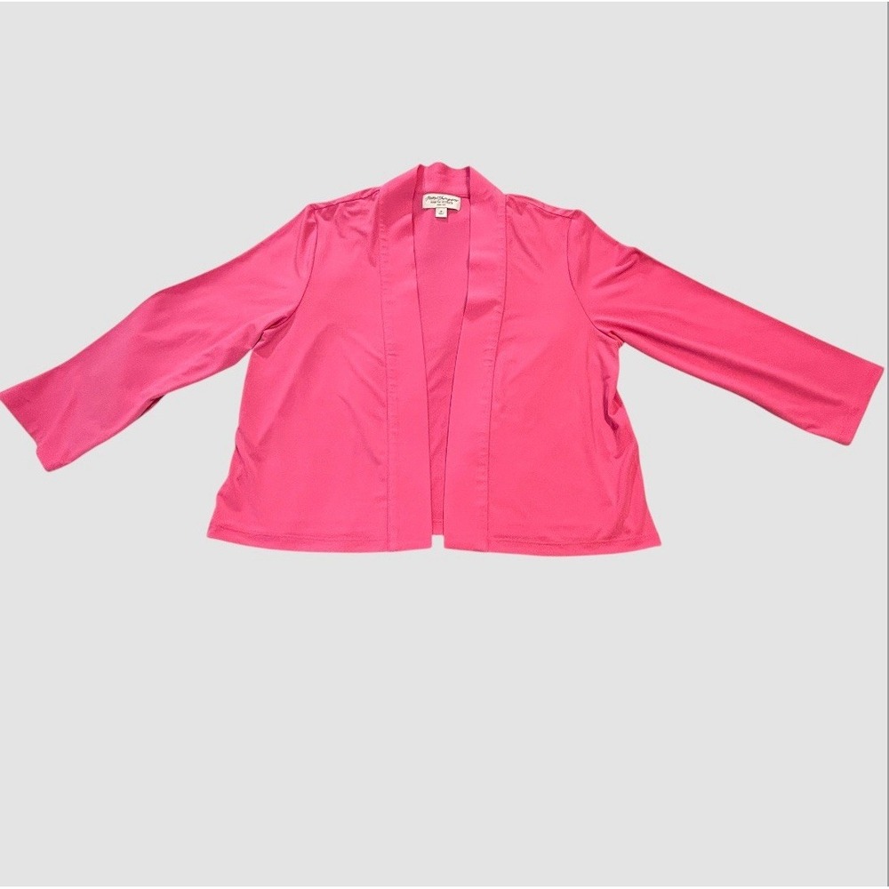Norm Thompson Women's Medium Open Front Lightweight Cardigan Pink